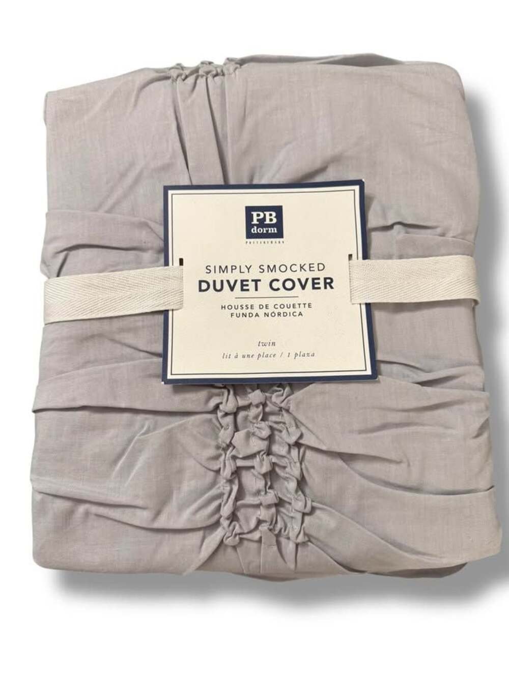 Pottery Barn Dorm Simply Smocked Duvet Cover – Twin – NEW Neutral Boho Bedding $